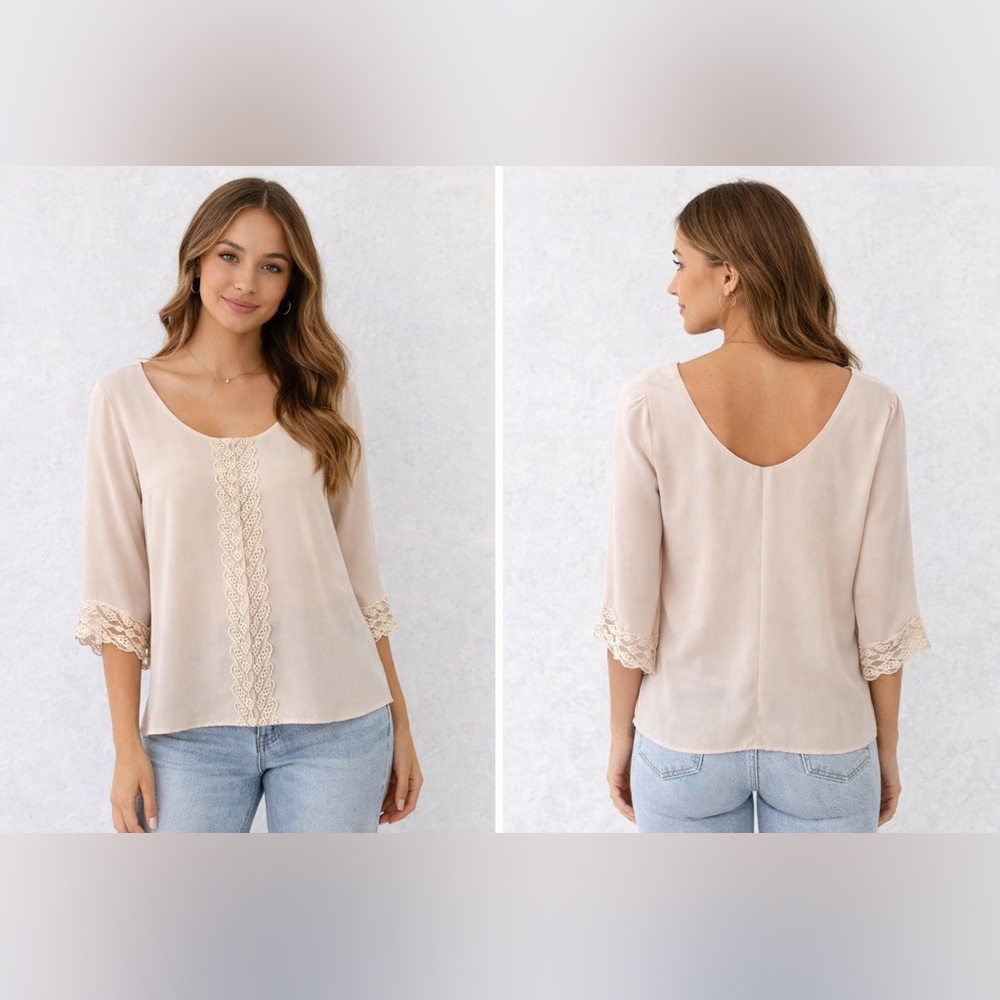 Astr The Label Cream Low Back Tunic Sz.‎ S